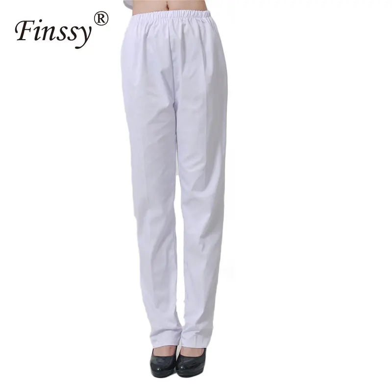 Nurse Cosplay Costume White Pants Side Trousers Pocket Elastic Waistband Lab Pants For Women Suitable For Height 155-185cm