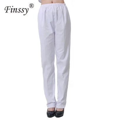 Nurse Cosplay Costume White Pants Side Trousers Pocket Elastic Waistband Lab Pants For Women Suitable For Height 155-185cm