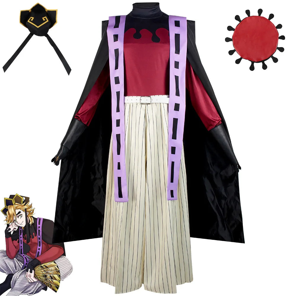 Costume de Cosplay Demon Doma Douma, perruque, ensemble de ventilateurs, tenue Kimetsu No Yaiba, Halloween, Anime Douma, Kimono pour hommes et femmes