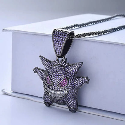 Anime Geng Ghost Elf Halskette Diamant Haustier Monster Anhänger Twist Persönlichkeit Hip Hop Herren Halskette Mädchen Weihnachtsgeschenke