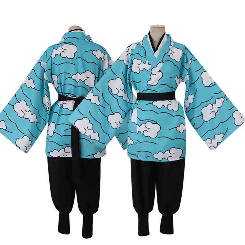 Anime Kamado Tanjirou Urokodaki Sakonji Cosplay Kostüm Himmel Blau Wolke Uniform Kimono Frauen Männer Halloween Kostüm Maske Requisiten