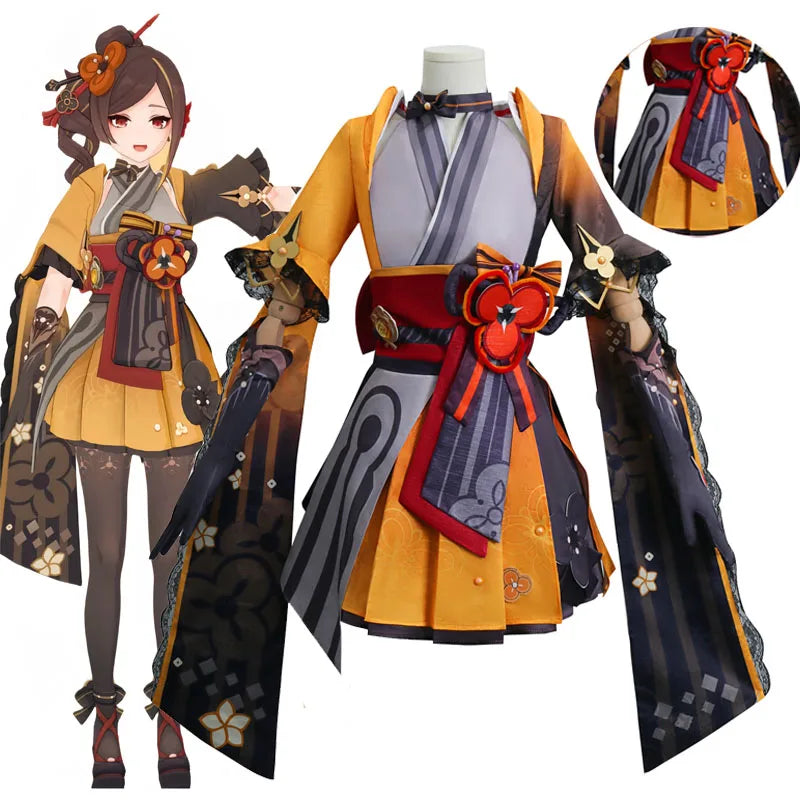 Chiori Cosplay Kostüm Genshin Impact Uniform Perücke Anime Chinesischer Stil Halloween Chiori Cosplay Anzüge Kostüm