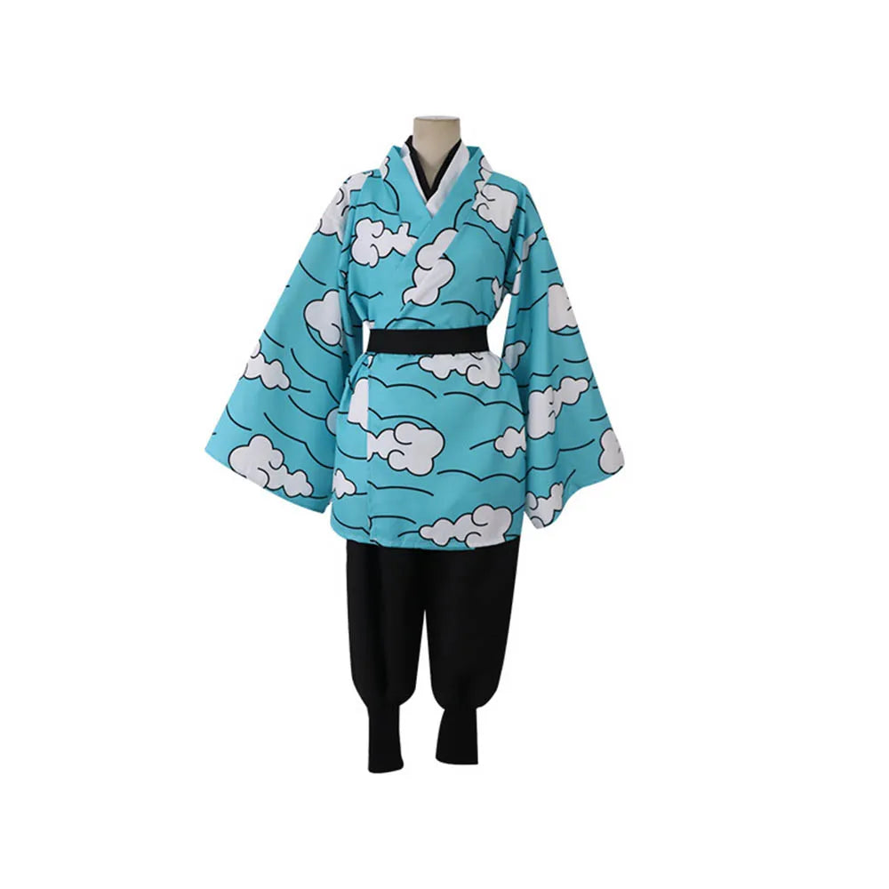 Anime Kamado Tanjirou Urokodaki Sakonji Cosplay Kostüm Himmel Blau Wolke Uniform Kimono Frauen Männer Halloween Kostüm Maske Requisiten