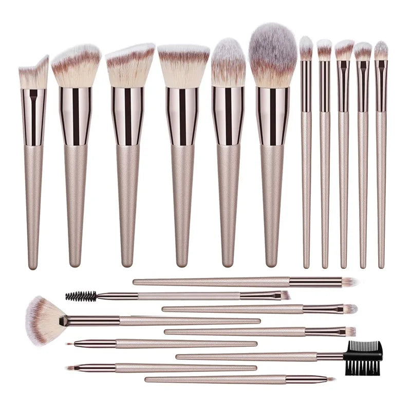 Ensemble de pinceaux de maquillage pour femmes, couleur champagne chaud, pour fond de teint, poudre, blush, fard à paupières, pinceau de mélange Kabuki, outils de beauté