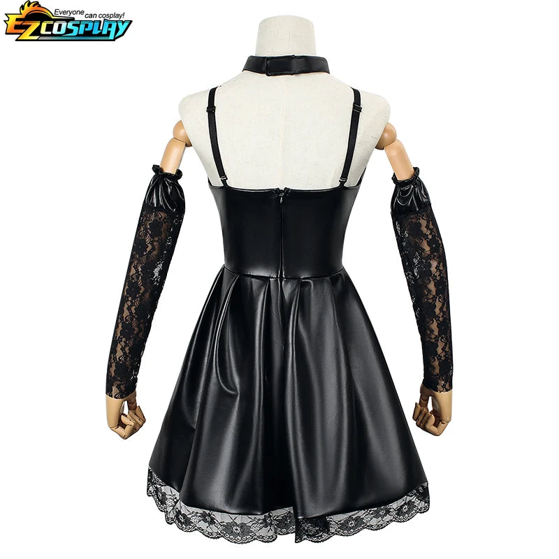 Death Note Cosplay Anime Misa Amane Kostüm Kunstleder Sexy Schwarz Lolita Sexy Kleid Kleidung Cosplay Kostüm Halloween-Party