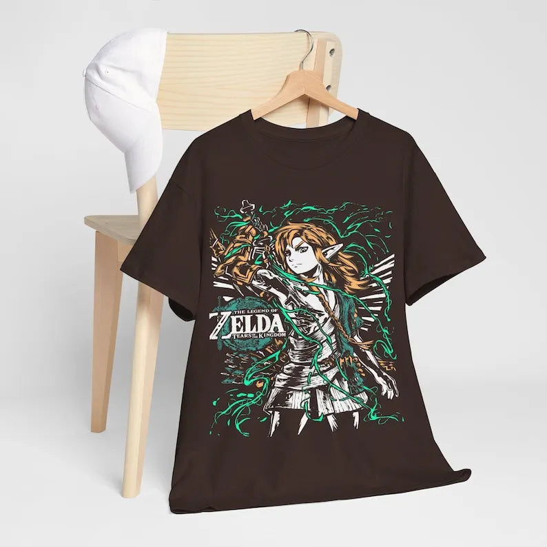 Cadeau exclusif de t-shirt Anime Legend of Link - T-shirt à écusson Hylian Triforce