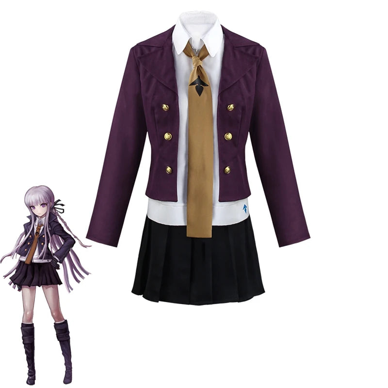 Anime Danganronpa Kirigiri Kyouko Cosplay Kostüm Lila Perücke Halloween Karneval Für Frau Kleidung Einschließlich Hemd Krawatte