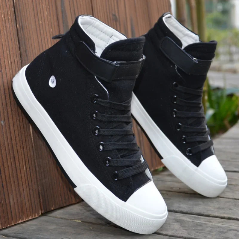 Men Shoes High Top White Canvas Shoe 2021 Summer New Mens Sneakers Fashion Breathable Canvas Sneakers Non-slip Flat Casual Shoes