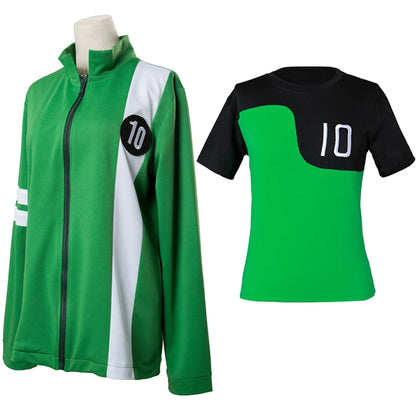 Ben 10 Shirt Cosplay Ben Tennyson 10 Cosplay Fantasia Kostüm Verkleidung für Kinder Jungen Mädchen Jacke Mantel Casual Tops für Erwachsene