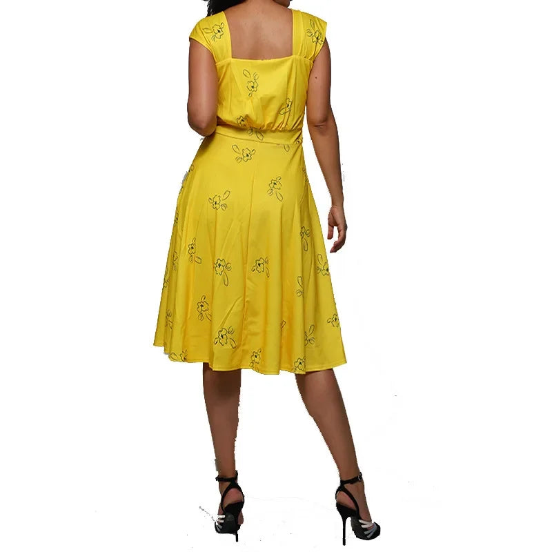 Movie La La Land Mia Cosplay Costume Halloween Carnival Party Yellow Dress Women's Summer Sleeveless Skirt