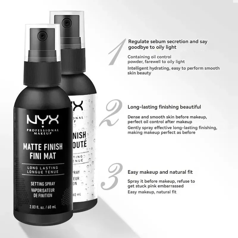 Spray fixateur de maquillage 2024, base mate brillante, contrôle du sébum, hydratant et imperméable, fixateur de maquillage pour tous les styles de peau