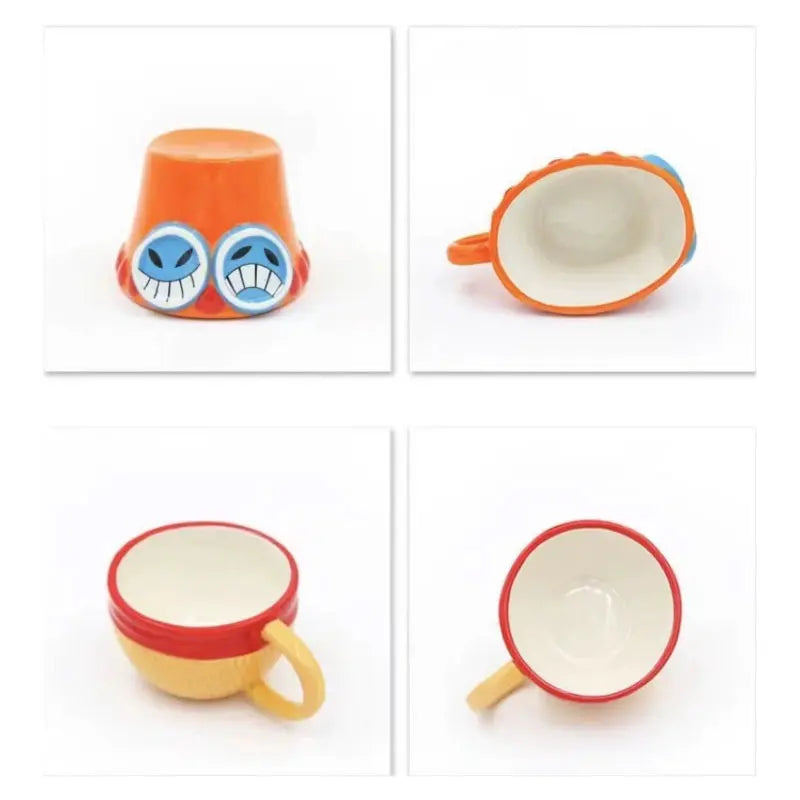 Tasse à eau en céramique créative Luffy Ace Sabo en forme de chapeau des trois frères, tasse à café pour fêtes