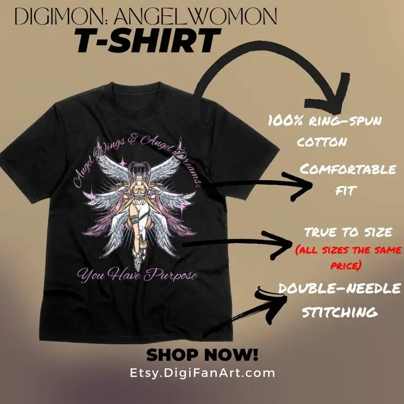 Angewomon Embrace-T-Shirt, engelsinspiriertes Pose-T-Shirt und Digimon-T-Shirt