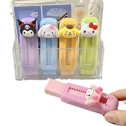 Niedlicher Anime Hello Kitty Push-Pull-Radiergummi Kawaii Cartoon Sanrio Kuromi Cinnamoroll Radiergummi Studentengeschenk Belohnung Schreibwaren Geschenk