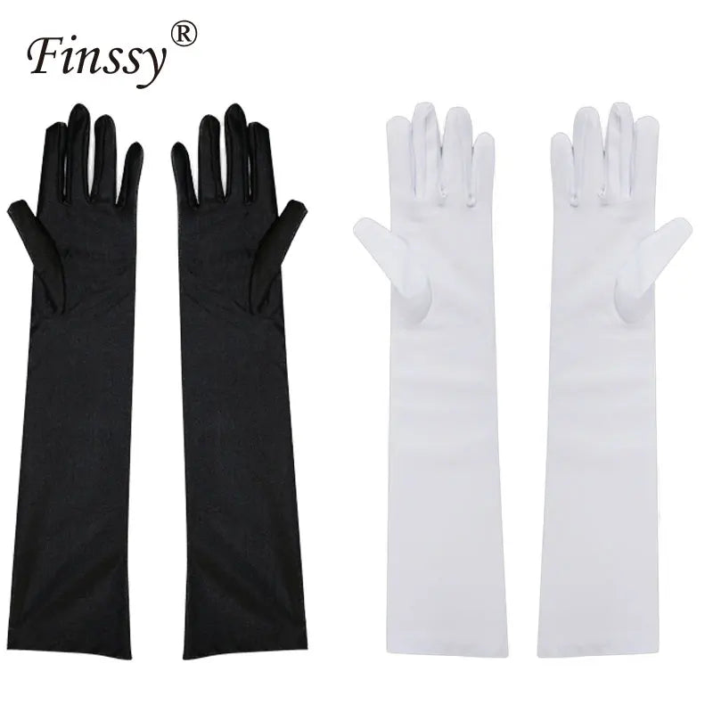 Gants de femme de chambre Lolita Cosplay pour filles Costume d'Halloween pour filles Gants Étiquette Élastique Serré Spandex Gants chauds Blanc Noir