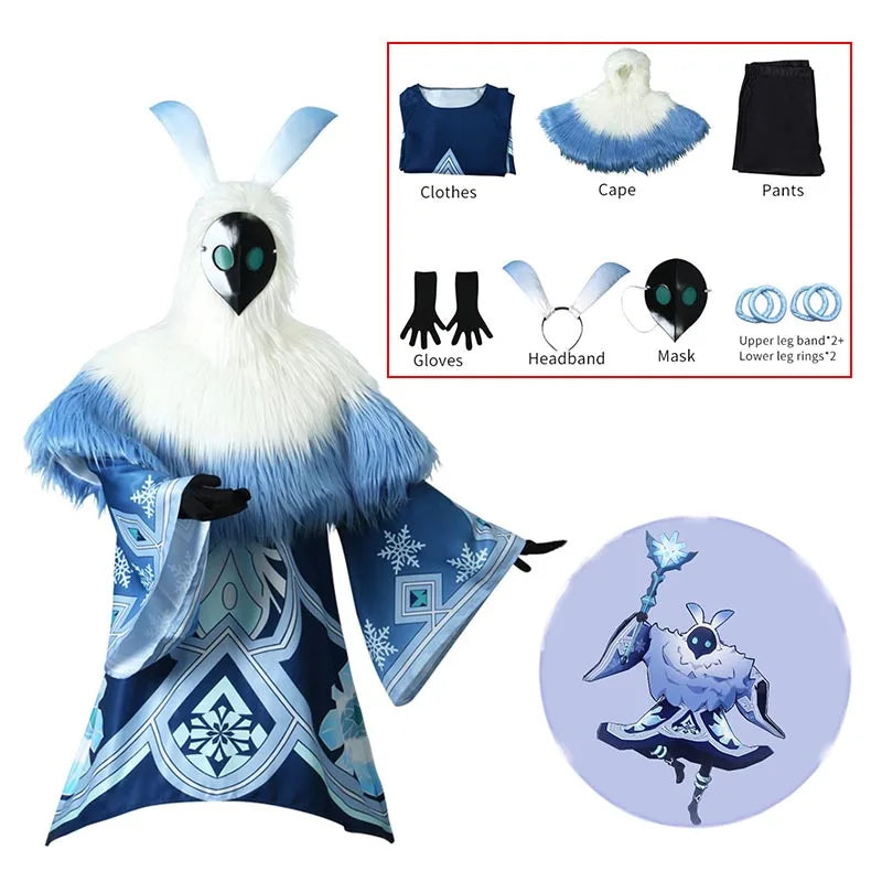 Genshin Impact Abyss Mage Cosplay Costume Halloween Carnaval Anime Monstre Masque Ensemble Comprenant Gants Couvre-chef Cape Boucles De Jambe