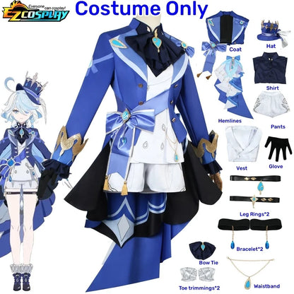 Costume de Cosplay Focalors Genshin Impact Costume de Cosplay Focalors Hydro Archon Costume de Cosplay Focalors et perruque de Cosplay