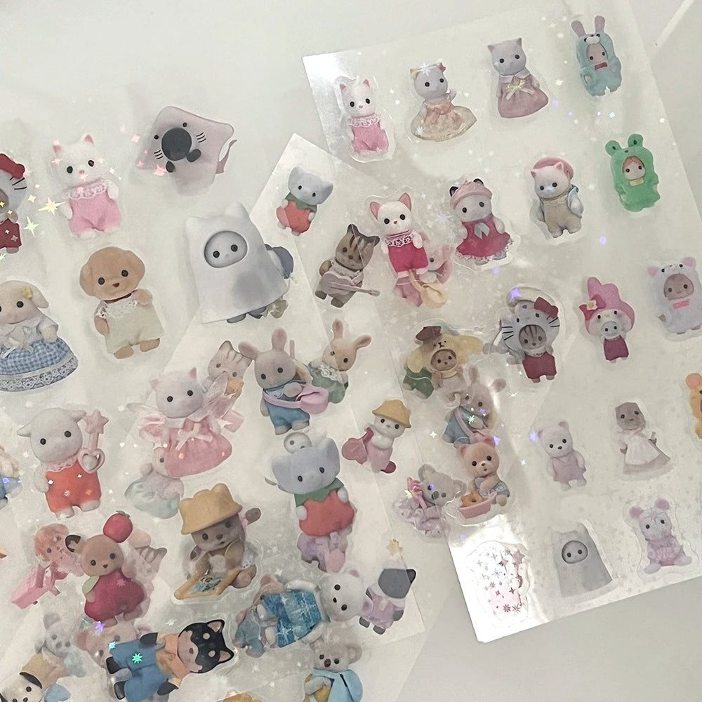 75 Stück Sylvanian Mini Cartoon Wasserfest Kawaii Sticker Pack Anime Zubehör