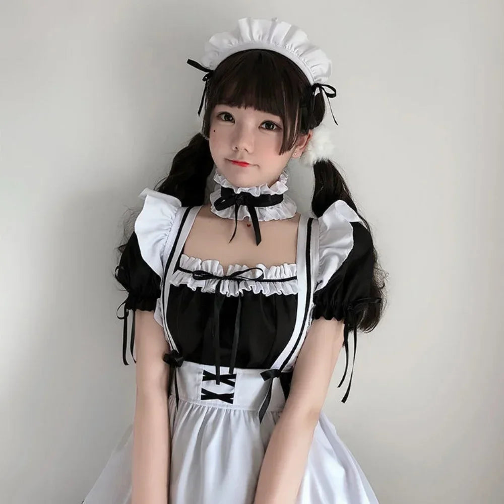 Süße Lolita Dienstmädchen Kostüme Mädchen Frauen Schöne Dienstmädchen Cosplay Kostüm Animation Show Japan Outfit Kleid 4xl Plus Size Lolita Schwarz