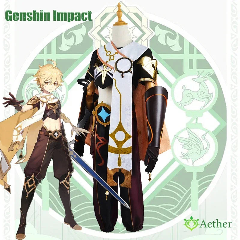 Genshin Impact Aether Cosplay Kostüm Erwachsene Karneval Uniform Perücke Anime Halloween Party Kostüme Maskerade Frauen Spiel