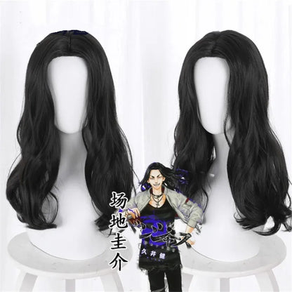 Anime Tokyo Revengers Cosplay Perruques Baji Keisuke Cosplay Perruque Noir Bouclé Résistant À La Chaleur Synthétique Cheveux Perruques + Bonnet De Perruque