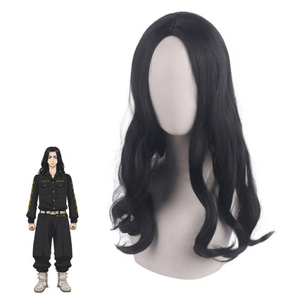 Anime Tokyo Revengers Cosplay Perruques Baji Keisuke Cosplay Perruque Noir Bouclé Résistant À La Chaleur Synthétique Cheveux Perruques + Bonnet De Perruque