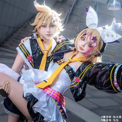 Costume de Cosplay Game Muse Dash et Rin, veste et jupe, uniforme Mikuu Rin Len, costumes de Cosplay Anime, perruque de costume d'Halloween