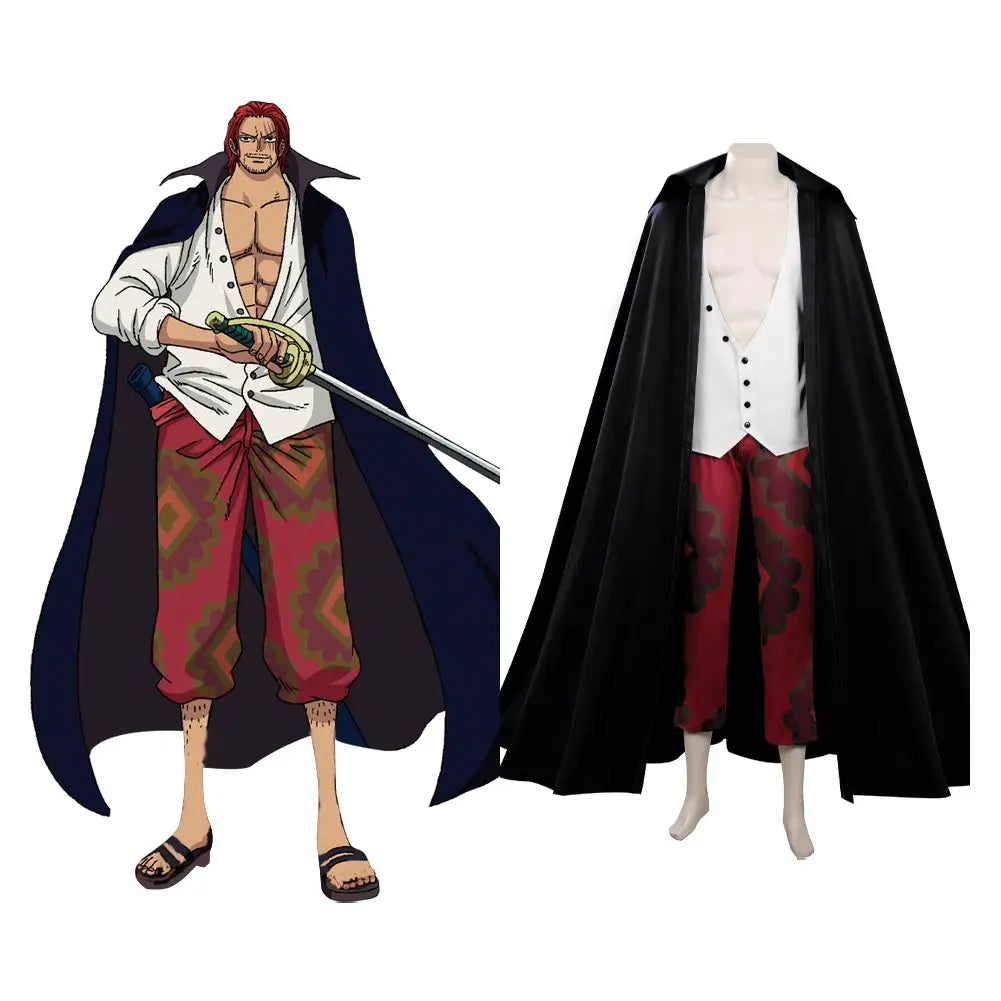 FILM RED Shanks Cosplay Fantasia Costume Adulte Hommes Uniforme Manteau Manteau Pantalon Fantaisie Tenues Halloween Carnaval Costume