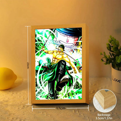 Anime-Figur One Piece Lichtmalerei Fotorahmen Zoro Luffy Led Nachtlicht Geburtstag Schlafzimmer Dekor Weihnachtsgeschenke Mondlampe