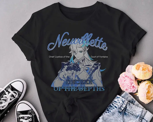 Neuvillette Genshin Impact Fontaine Manga Subtle Graphic T-shirt