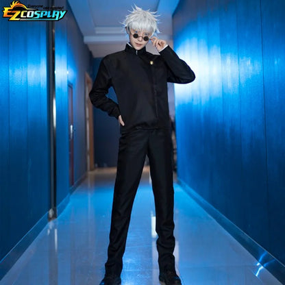 Gojo Satoru Cosplay Uniforme Jujutsu Kaisen Gojo Satoru Cosplay Costume Uniforme de Lycée Perruque Costume Halloween Costumes pour Hommes