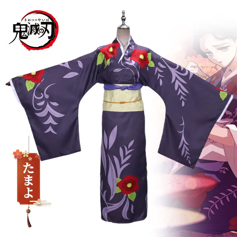 Costume de Cosplay Anime Demon Kimetsu No Yaiba Tamayo Uniforme Kimono Cosplay Costumes Halloween Carnaval Fête Vêtements