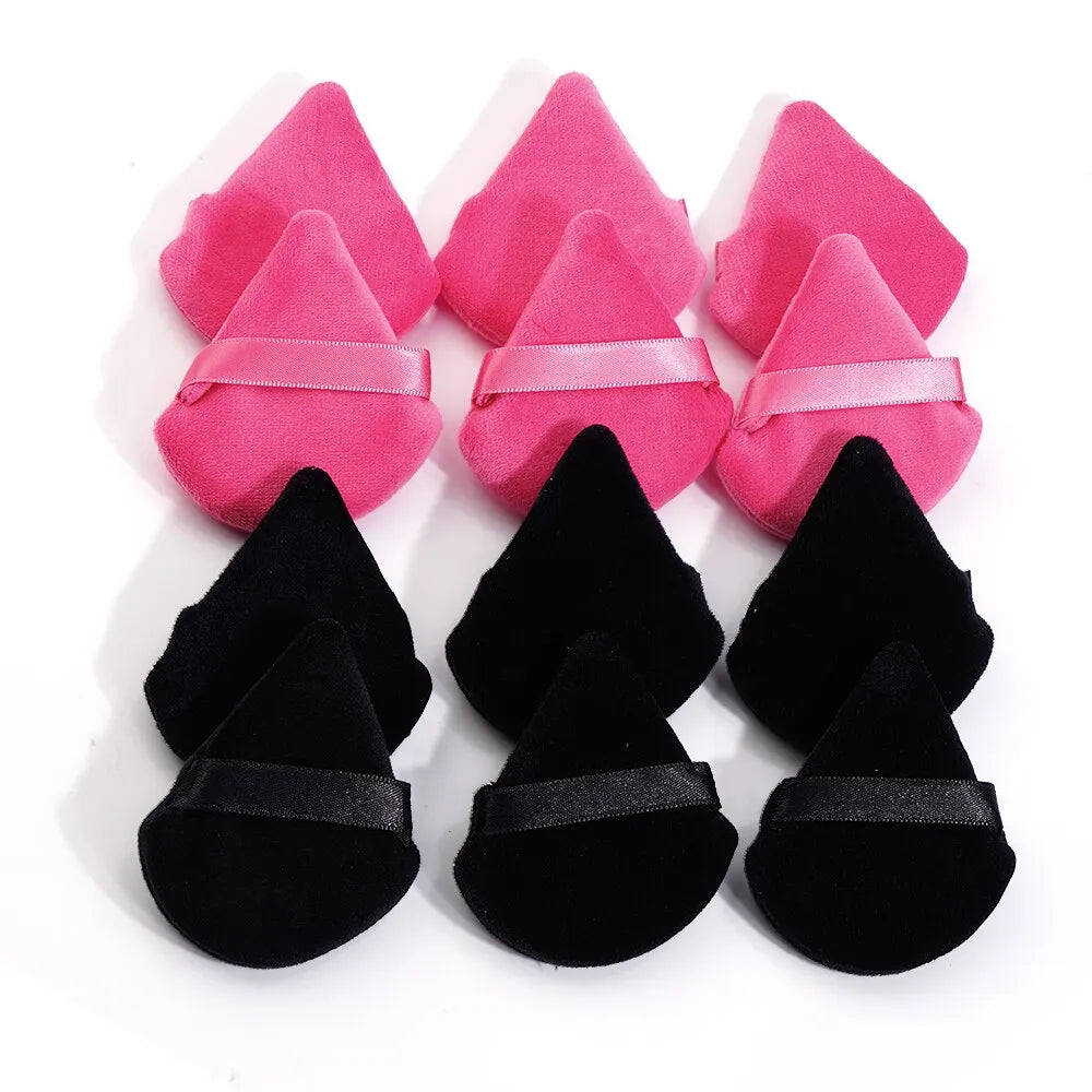 MAANGE 10/12 Pcs Triangle Powder Puff Wet Dry Use For Loose Powder Liquid Cosmetic Soft Plush Powder Puff Makeup Foundation