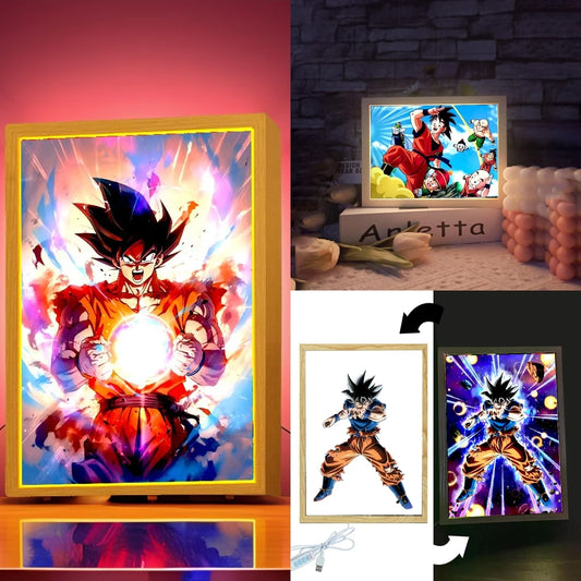 Anime Figur Dragon Ball Licht Malerei Foto Rahmen Goku Vegeta Led Nachtlicht Geburtstag Schlafzimmer Dekor Originelle Geschenke Mond Lampe