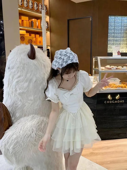 2024 Été Nouvelle Japonaise Lolita Kawaii Douce Y2k Mini Robe Femme Élégante Robes De Soirée Robe De Mode Coréenne un Cadeau d'Anniversaire