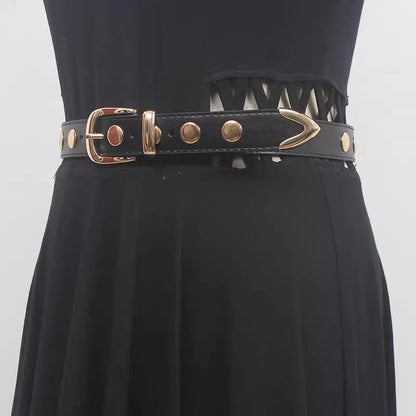 Ceintures à rivets en cuir PU pour femmes, mode défilé, corsets pour robe féminine, ceintures décoratives, ceinture étroite R488