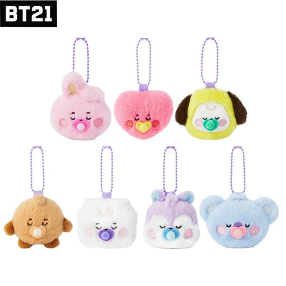 New 8Cm Bt21 Popular Anime Kawaii Cooky Koya RJ Mini Plush Keychain Pendant Baby Pacifier Plush Doll Bag Pendant Ornament Gift