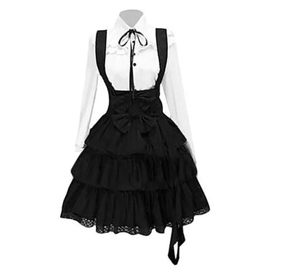 Robe Lolita classique pour femme 2022, tenues pour femmes d'inspiration vintage, Cosplay Anime Girl, robe chemise noire à manches longues et longueur genou