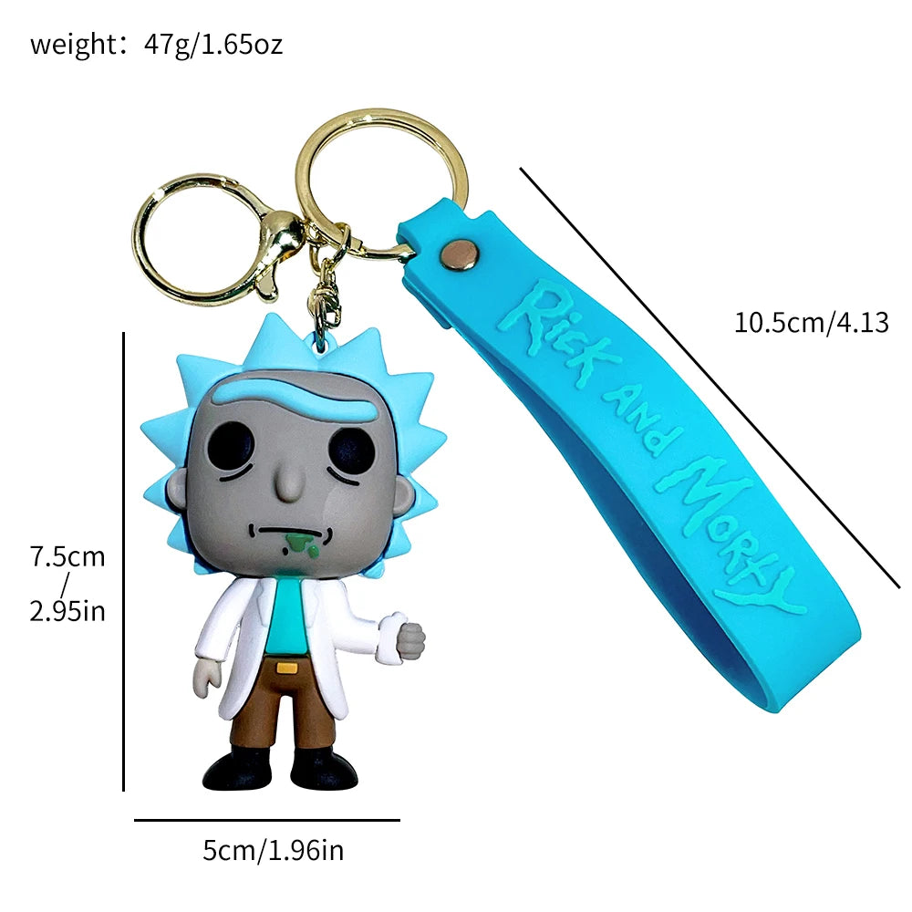 Anime Rick und Morti Schlüsselanhänger, süße Cartoon-Figur, Schlüsselanhänger, modischer Anhänger, Autoschlüssel-Zubehör, Schmuck, Kinderspielzeug, Weihnachtsgeschenke