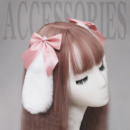 Kawaii Lolita Bunny Ears Hairpin Cosplay Anime Girls Costumes Droppy Rabbit Hairclips Cute Headwear For Women