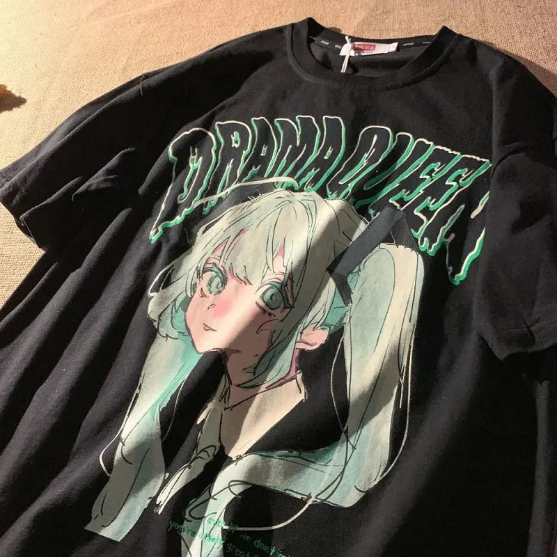 T-shirt d'été à manches courtes pour femme, style anime, fée, Harajuku, Kawaii, streetwear, mode, chemisiers, vêtements Y2k