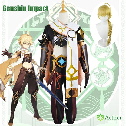 Genshin Impact Aether Cosplay Kostüm Erwachsene Karneval Uniform Perücke Anime Halloween Party Kostüme Maskerade Frauen Spiel