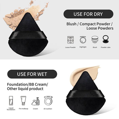 MAANGE 10/12 Pcs Triangle Powder Puff Wet Dry Use For Loose Powder Liquid Cosmetic Soft Plush Powder Puff Makeup Foundation