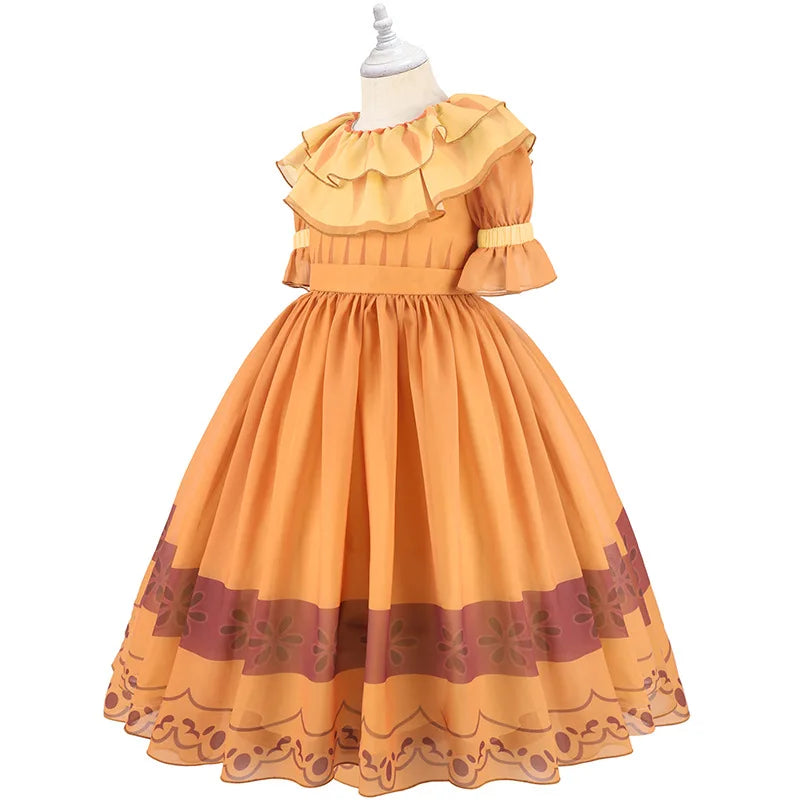 Anime Movie Encanto Madrigal Cosplay Costume Pepa Orange Adulte Volants Princesse Robes Mirabel Charm Déguisement Carnaval Cadeau