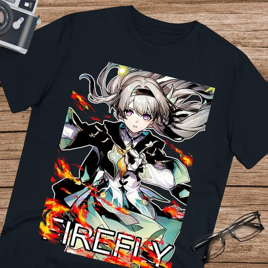 T-shirt Firefly Honkai Star Rail fan V2 T-shirt unisexe en coton ultra-doux Firefly Star Rail