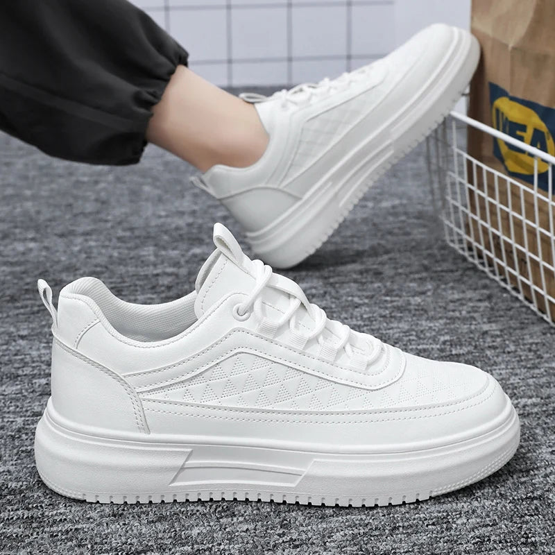 Baskets décontractées à plateforme tendance pour hommes, chaussures de course blanches d'extérieur, chaussures de sport respirantes pour hommes, chaussures de marche légères, chaussures de tennis