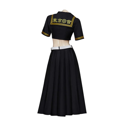 Anime Manjiro Sano Cosplay Kostüm Tokyo Revengers Schwarz Sexy Top Röcke JK Uniform Sailor Frauen Halloween-Party Kleidung Anzug