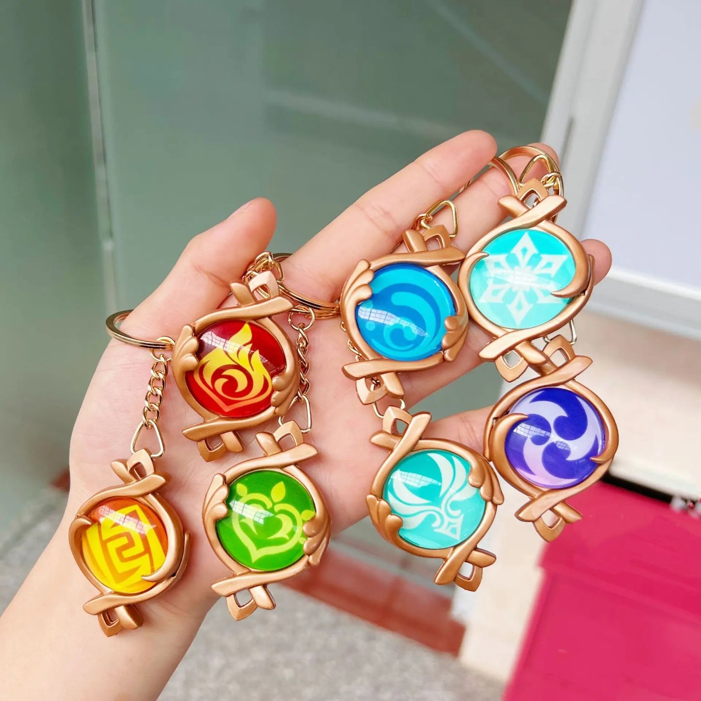 Impact Natlan Visions Cosplay Fontaine Accessoires 7 Éléments Pendentif Sac À Dos En Verre Lumineux Collections D'anime Cadeaux Pour Les Fans