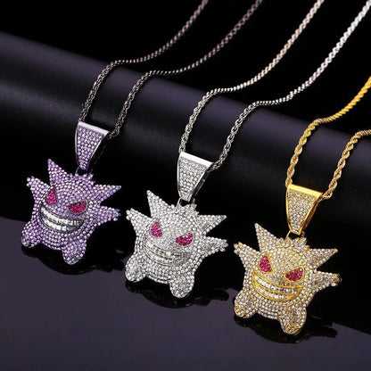 Anime Geng Ghost Elf Halskette Diamant Haustier Monster Anhänger Twist Persönlichkeit Hip Hop Herren Halskette Mädchen Weihnachtsgeschenke