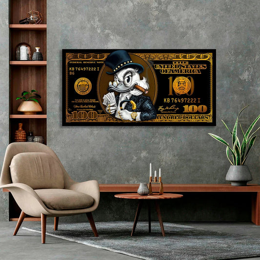 MINISO Poster Pop Art Comic Scrooge Dollar McDuck Canvas Painting Money Print Mural for Office Home Wall Decor Gift Idea